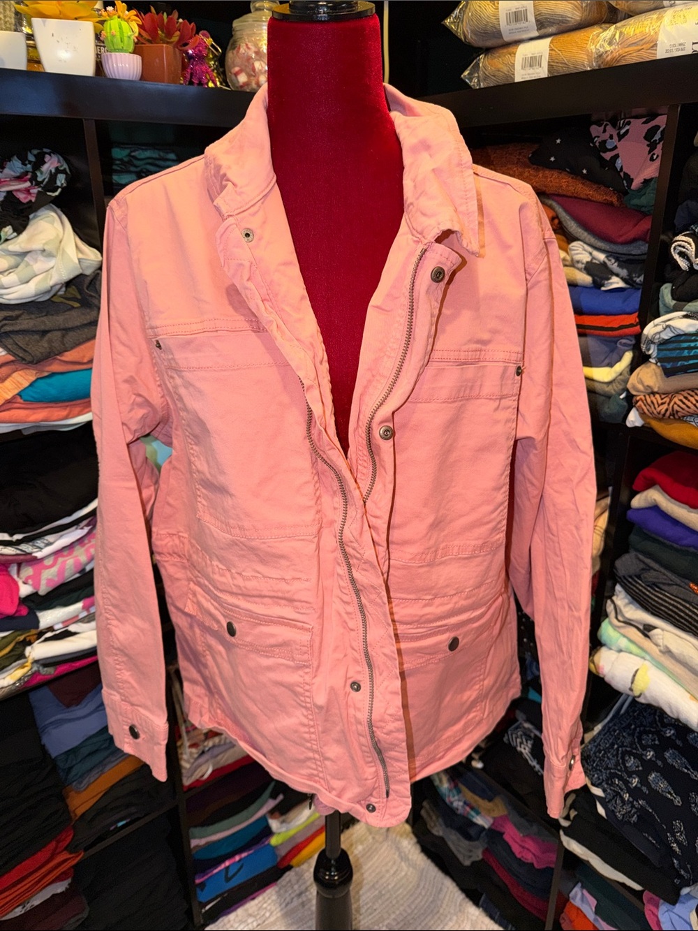 #655. Pink Lightweight Utility Jacket. Xxl. 20